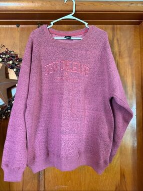Nola Rose Pink Crewneck Sweater - 'New Orleans' Embroidered